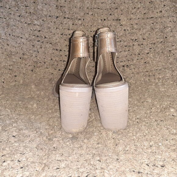 KELSI DAGGER BROOKLYN-Mason Brown Leather Perforated Block Heel Sandal Sz 6.5-NM - Picture 6 of 8